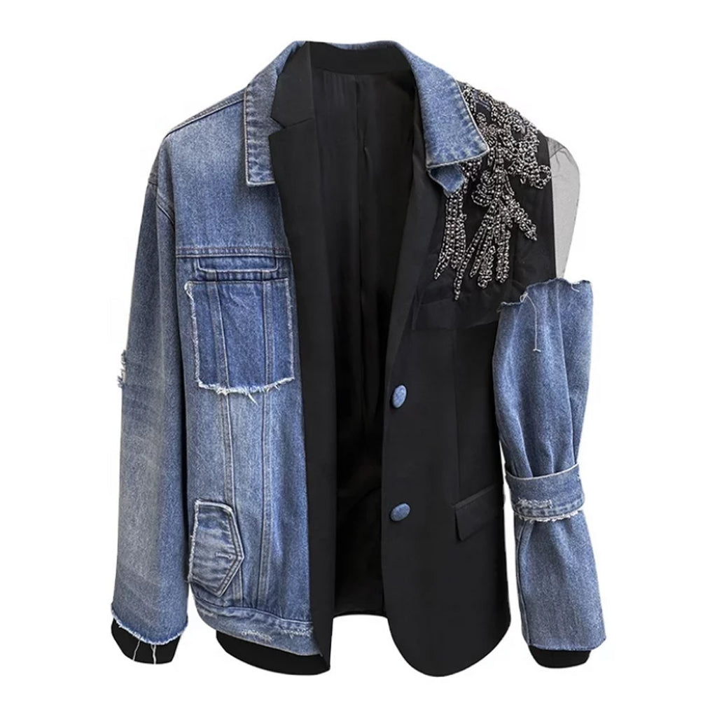 Denim Cross Suit Jacket