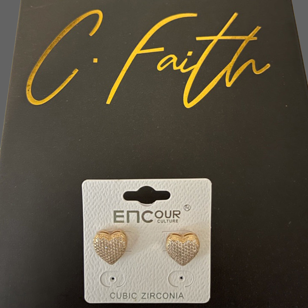 Nova Gold Studded Heart Earrings