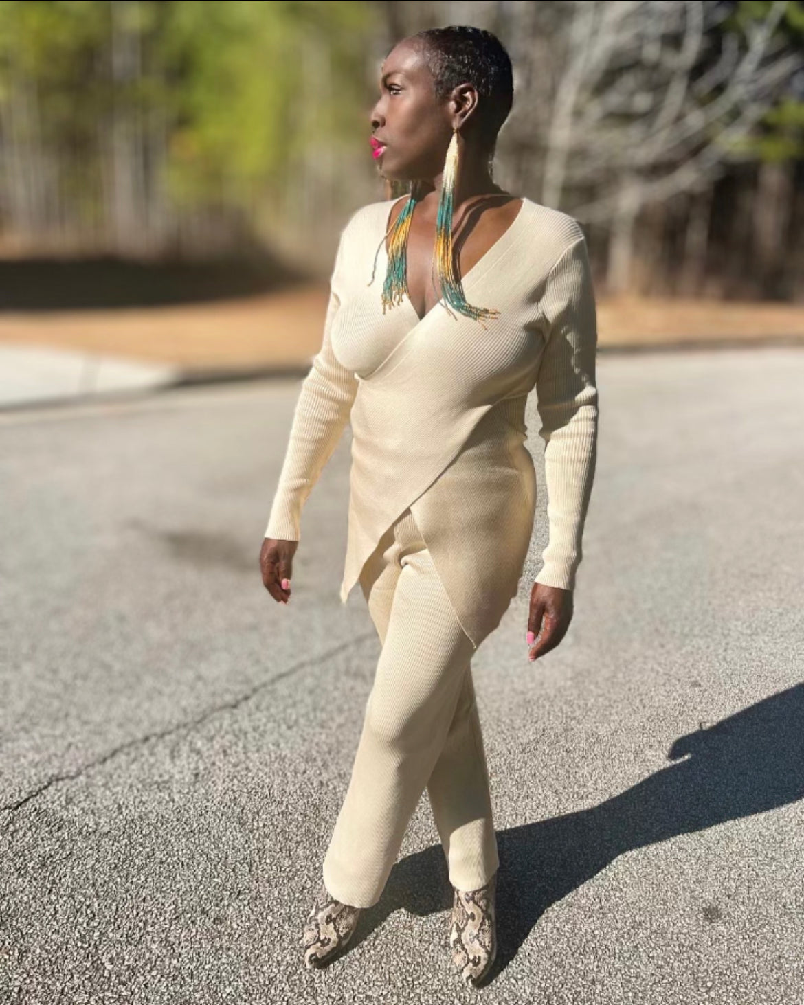Cream Two Piece Leggings Set