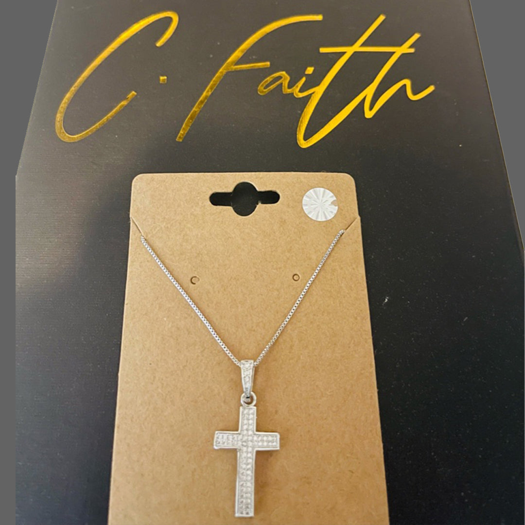 Silver Studded Cross Necklace