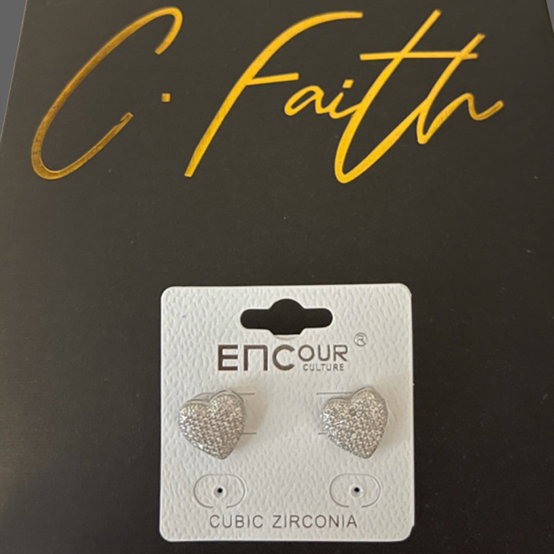 Nova Silver Studded Heart Earrings